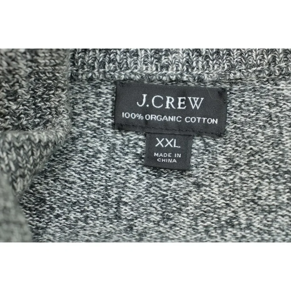 J Crew Sweater Mens XXL Gray‎ Long Sleeve 100% Organic Cotton 1/4 Zip Pullover